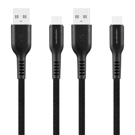 Volkano Micro USB 4-Pack Cables - Weave Series - Mixed Length - Black Buy Online in Zimbabwe thedailysale.shop