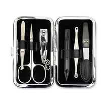 Load image into Gallery viewer, Kellermann 3 Swords Manicure Set Faux Leather Case 7845 MC N Black 6 Piece
