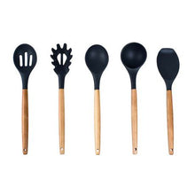Load image into Gallery viewer, Kitchen Kult 5 Piece Bamboo &amp; Silicone Cooking Tools
