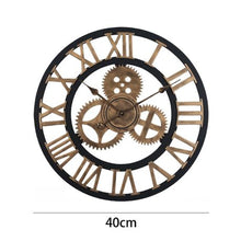 Load image into Gallery viewer, Heartdeco Vintage Industrial Gear Wooden Silent Quartz Wall Clock 40cm
