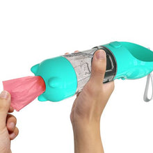 Load image into Gallery viewer, Portable Pet Drinking Water Bottle + Food Snack, Poop Scoop and Bag Storage
