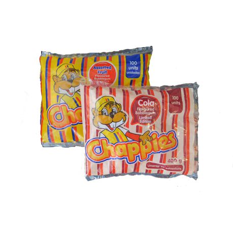 Chappies Assorted Fruit and Cola Bubblegum (2 x 100's)