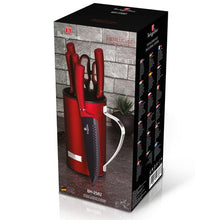 Load image into Gallery viewer, Berlinger Haus 7-Piece Non-Stick Knife Set With Steel Stand - Burgundy
