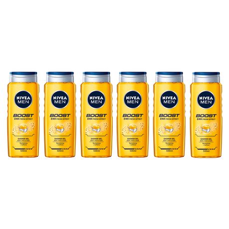 Nivea Men Boost Shower Gel - Body Wash - 6 x 500ml Buy Online in Zimbabwe thedailysale.shop