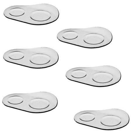 Leonardo Double Saucer for 2 Items DUO Handmade Grey Glass – Set of 6
