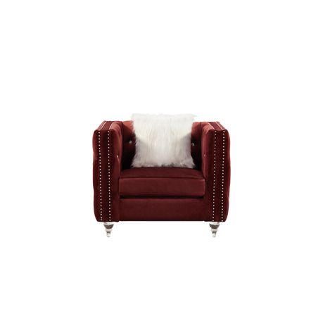 LUX Studded 1 Seater Sofa Red