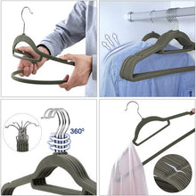 Load image into Gallery viewer, Greenlane Gear 50 pack Grey Non-Slip Velvet Space Saver Flocked Hangers
