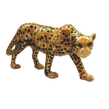 Load image into Gallery viewer, Leopard Hand-Painted Enameled Decorative Hinged Jewelry Animal Trinket Box
