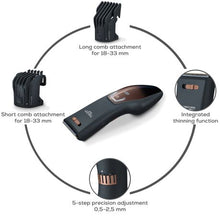 Load image into Gallery viewer, Beurer Hair Clippers Battery &amp; Mains Operation with 2 Attachments HR 5000
