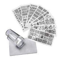 Load image into Gallery viewer, Silicone Stamper and Scraper and 8 Stamping Plates Set
