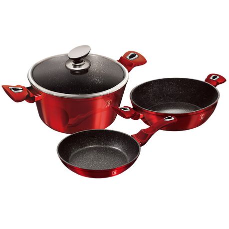 Berlinger Haus 4 Piece Marble Coating Cookware Set - Burgundy Metallic Line Buy Online in Zimbabwe thedailysale.shop