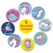 Load image into Gallery viewer, Kids rewards/motivation sticker roll - 500 stickers (Magical Unicorn)
