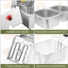 Load image into Gallery viewer, DH - 6L + 6L Double Pan Deep Fryer with Dry Boil &amp; Overheat Protect
