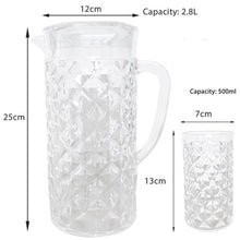 Load image into Gallery viewer, 2.8L Crystal Clear Acrylic Pitcher &amp; 6 Tumbler Set
