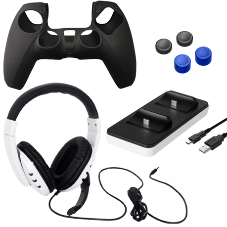 PS5 Headphones, Charging Dock, Silicone Case & Grips - 8-in-1 Combo GG Buy Online in Zimbabwe thedailysale.shop