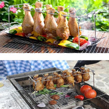 Load image into Gallery viewer, Stainless Steel Chicken Wing Leg Rack Grill Holder with Drip Pan for BBQ
