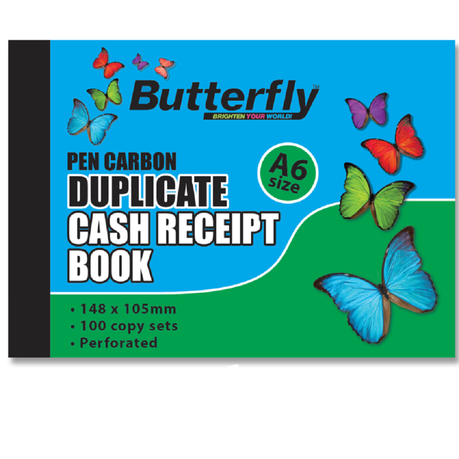 Butterfly A6 Pen Carbon Duplicate Book - Cash Receipt  - Pack of 10 Books Buy Online in Zimbabwe thedailysale.shop