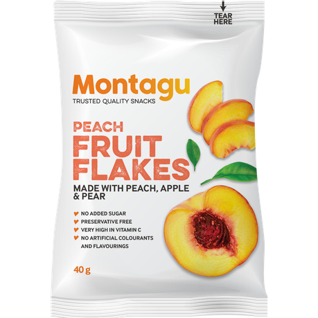 Montagu Dried Fruit Flakes Peach 10x 40g Box Buy Online in Zimbabwe thedailysale.shop