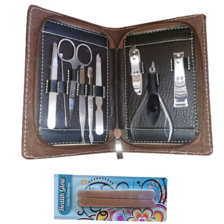 DL Leather Manicure Set with 6 Piece Emery Boards Nail Files-DL048 Buy Online in Zimbabwe thedailysale.shop