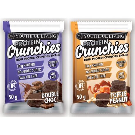 YL Protein Crunchie - Toffee Peanut & Double Choc - 50g ea - 6 Pack