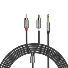 Load image into Gallery viewer, Hoco UPA10 1.5M Double Lotus RCA 3.5mm Audio Cable - Metal Grey
