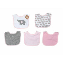 Load image into Gallery viewer, Baby Bib Set 5 Piece - Pink Elephant
