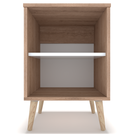 BAM! Scandi Bedside/Nightstand - Oak/ High gloss White