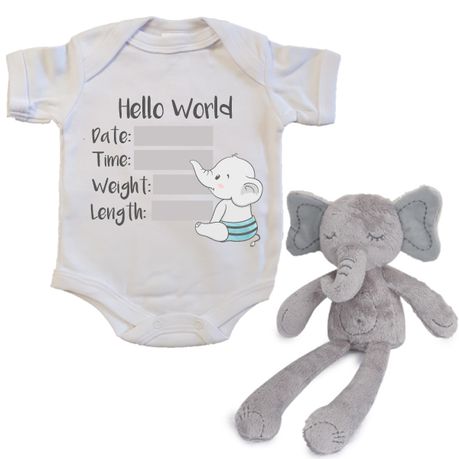 Newborn Announcement Keepsakes, Elephant Plush Toy Gift Set Buy Online in Zimbabwe thedailysale.shop