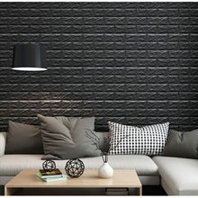 Load image into Gallery viewer, Black 10 Pack Wall Panels Brick Design PE Foam Wallpaper
