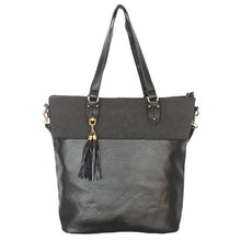 Load image into Gallery viewer, Blackcherry Women's Double Compartment Tassel Tote - Black
