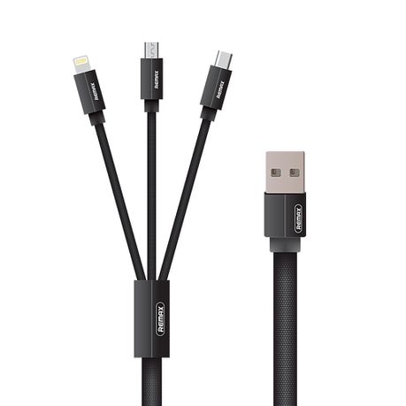 Remax 3 in 1 Fast Charging Data Cable RC-094th - Black Buy Online in Zimbabwe thedailysale.shop