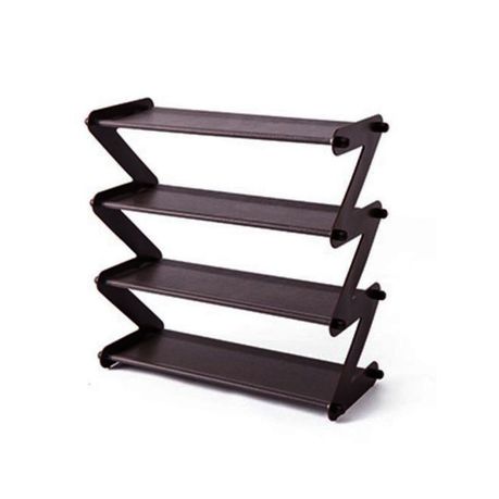 4-Tier Stylish Zigzag Shaped Shoe Organizer Storage Rack - Black Buy Online in Zimbabwe thedailysale.shop