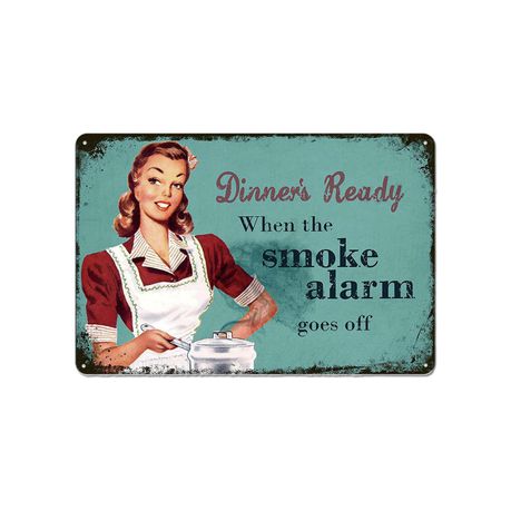 Retro Vintage Decorative Wall Metal Plate Sign - Smoke Alarm