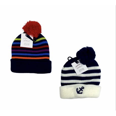 Mothers Choice Baby Beanie Set - Stripe/Anchor Blue Buy Online in Zimbabwe thedailysale.shop