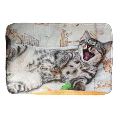 3D Yawning Cat Floor Welcome Mat