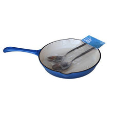Load image into Gallery viewer, LMA Branded 7 Piece Cast Iron Cookware Set &amp; Two Piece Utensil Set - Blue
