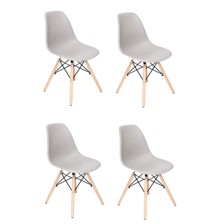 4 x Wooden Leg Chairs - Grey