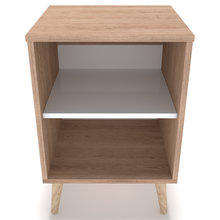 Load image into Gallery viewer, BAM! Scandi Bedside/Nightstand - Oak/ High gloss White
