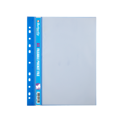 Butterfly Fileable Pocket File - Solid Cover 10 Page - Blue (Pack Of 5) Buy Online in Zimbabwe thedailysale.shop