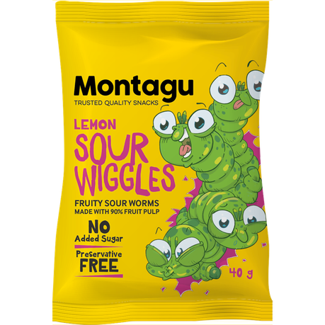 Montagu Sour Wiggles Sour Worms Lemon 10x 40g Box Buy Online in Zimbabwe thedailysale.shop