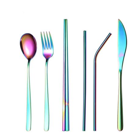 Multi Colour Finish 8pc Fork and Knife Traveling Set (FKS-002-CL)