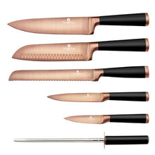 Load image into Gallery viewer, Berlinger Haus 7-Piece Knife Set with Wooden Stand - Black Rose
