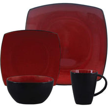 Load image into Gallery viewer, 16 Pieces Square Ceramic Dinner Set - Red
