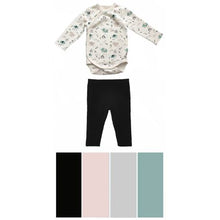 Load image into Gallery viewer, Newborn Cross-over Onesie With Gathered Details and Black Leggings
