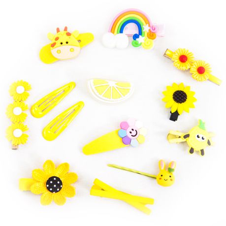 14 Piece Baby Hair Accessories Set Cute Girls Hairpin Clips Bows Box Yellow Buy Online in Zimbabwe thedailysale.shop