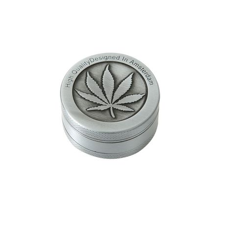 Aluminium Four Piece Grinder, Silver Embossed Leaf Buy Online in Zimbabwe thedailysale.shop