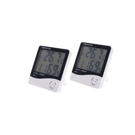 2 Pack Digital Temperature And Humidity Thermometer Indoor Clock