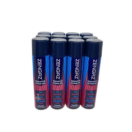 12 Pack Zengaz - 330ml Pure Gas Canister Lighter Refill - Metal Nozzle Buy Online in Zimbabwe thedailysale.shop