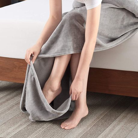 PediPocket Fleece Foot Blanket: Sewn in Foot Compartment Adult Grey Buy Online in Zimbabwe thedailysale.shop