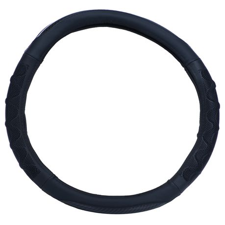 Black Rubberized Steering Wheel Cover - 39cm Diameter